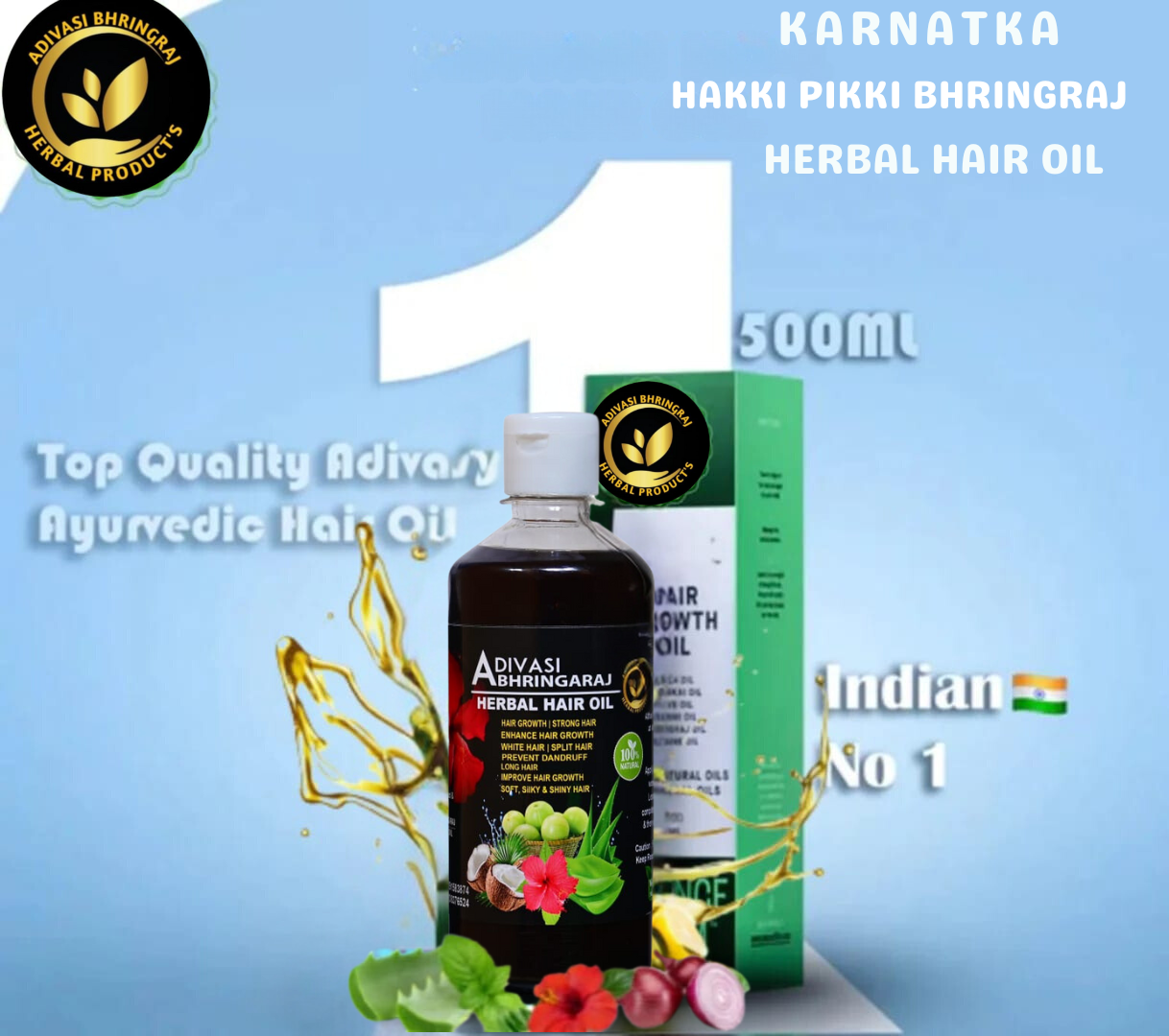 Adivasi Hakki Pikki Bhringaraj Herbal Hair Oil